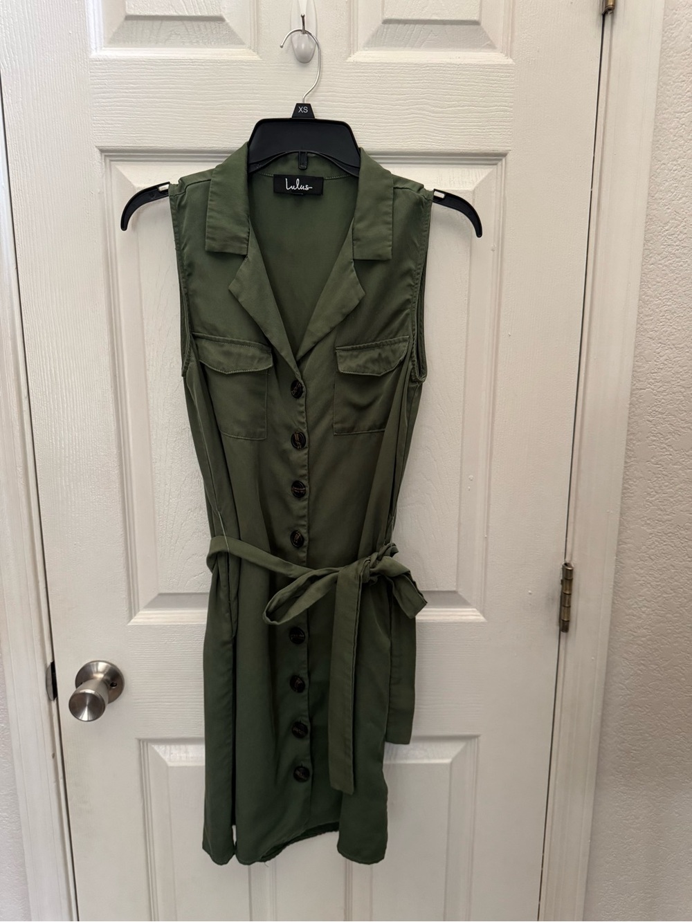 Lulu's Olive Green Sleeveless Button-Front Midi Dress - Picture 3 of 6
